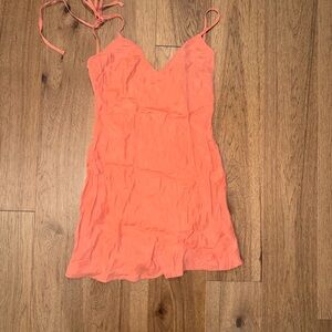 Beginning Boutique Orange Cross Back Tie Mini Dress